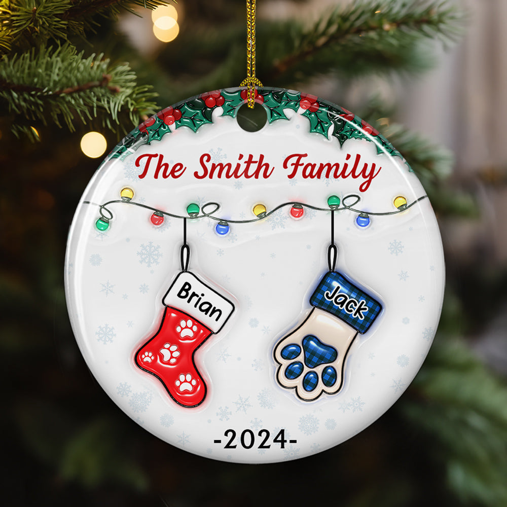 Custom Family Ornament, Christmas Gift for Family Members •  Christmas Together - Personalized 3D Inflated Effect Ceramic Ornament