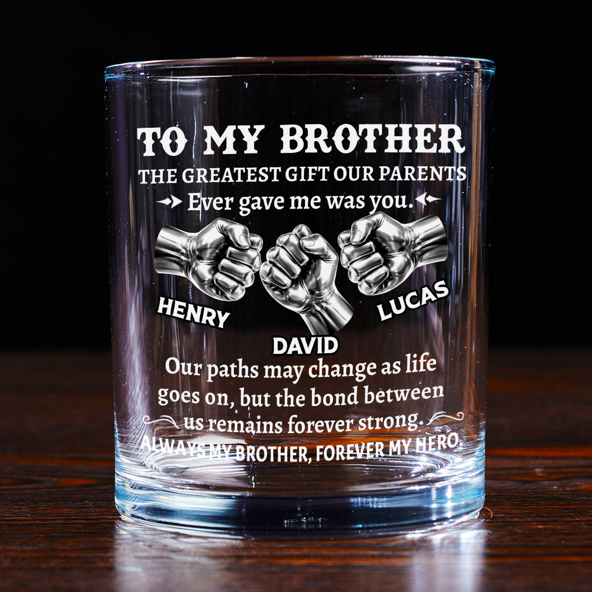 Custom Christmas Birthday Drinkware Gifts for Brother • The Greatest Gift - Personalized Whiskey Glass