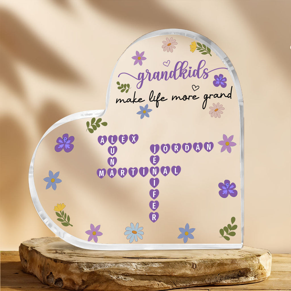 Custom Mother's Day Decor, Gift for Mom & Grandma • Grandkids Make Life More Grand Crossword - Personalized Acrylic Plaque