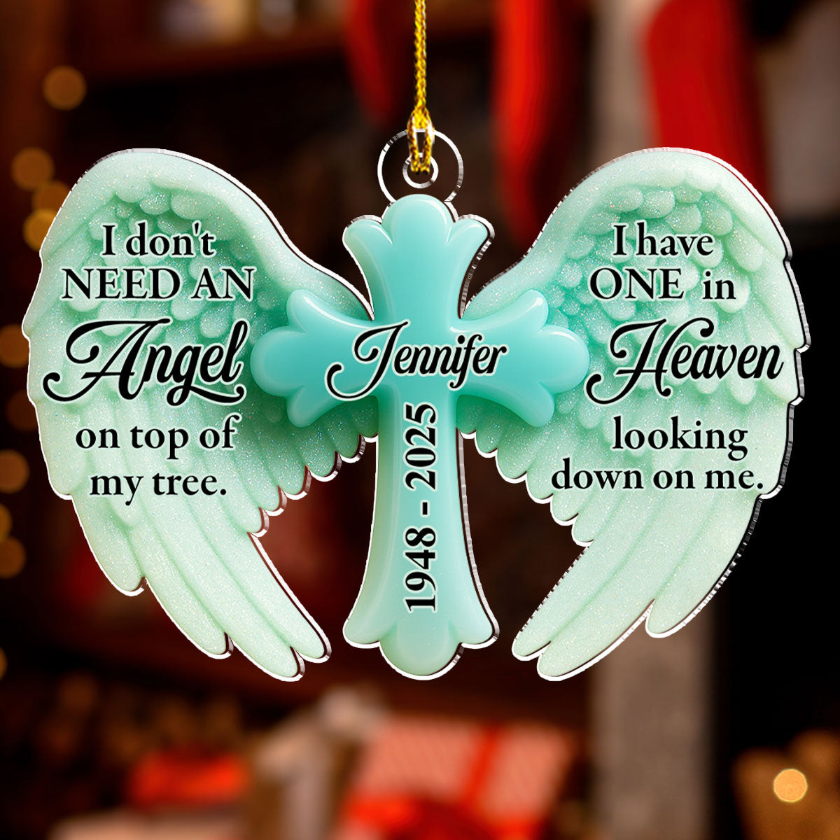 Custom Memorial Christmas Ornament, Sympathy Keepsake •  Forever Near - Personalized Acrylic Ornament