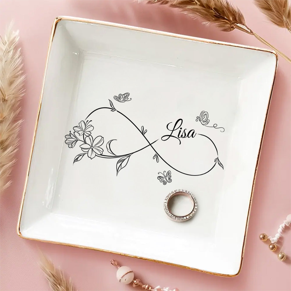 Custom Bestie Trinket Dish, Birthday Christmas Gift For Best Friend • Flowers Need Time To Bloom - Personalized Jewelry Dish