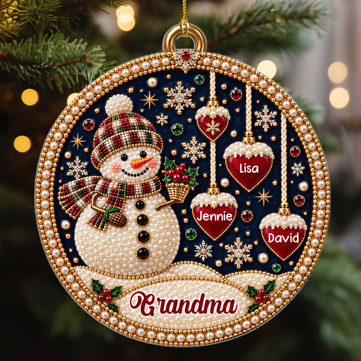 Custom Family Ornament, Christmas Gift for Family Members •  Merry Christmas Grandma - Personalized Acrylic Ornament