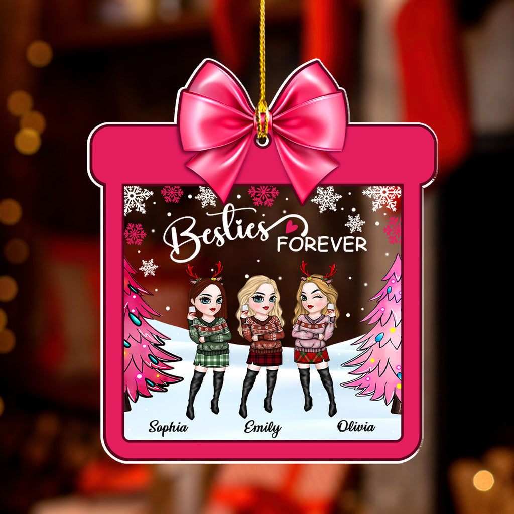 Custom Friendship Christmas Ornament, Best Friend Gift •  Christmas With Besties - Personalized Acrylic Ornament