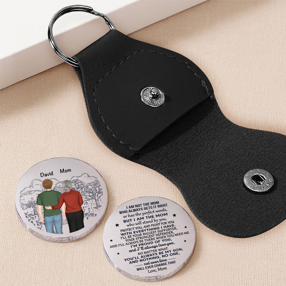Custom Coin Keychain for Son, Father's Day Birthday Gifts • I Will Always Be Your Biggest Support Ver Mom - Personalized Pocket Hug