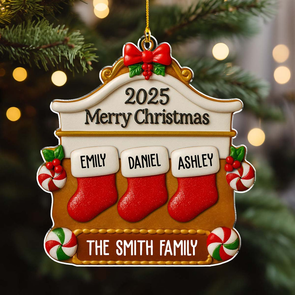 Custom Family Ornament, Christmas Gift for Family Members •  Christmas Family Stocking - Personalized Acrylic Ornament