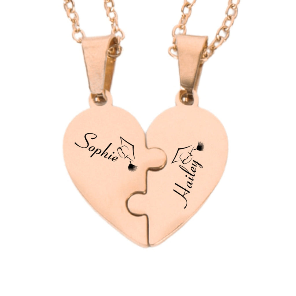Happy Graduation - Personalized Heart Puzzle Necklace