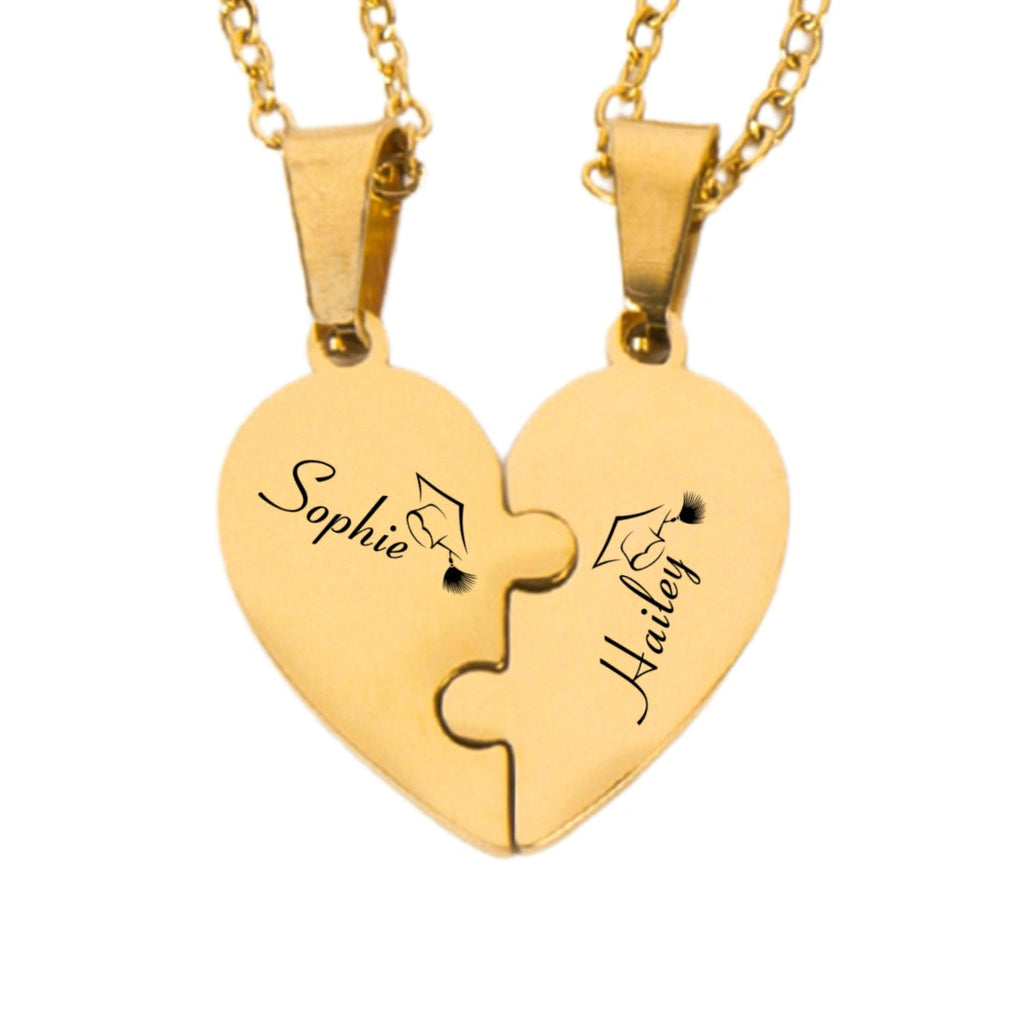 Happy Graduation - Personalized Heart Puzzle Necklace
