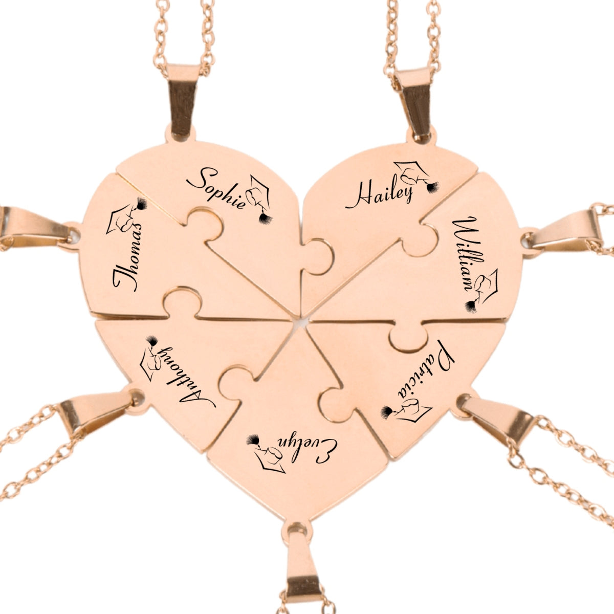 Happy Graduation - Personalized Heart Puzzle Necklace