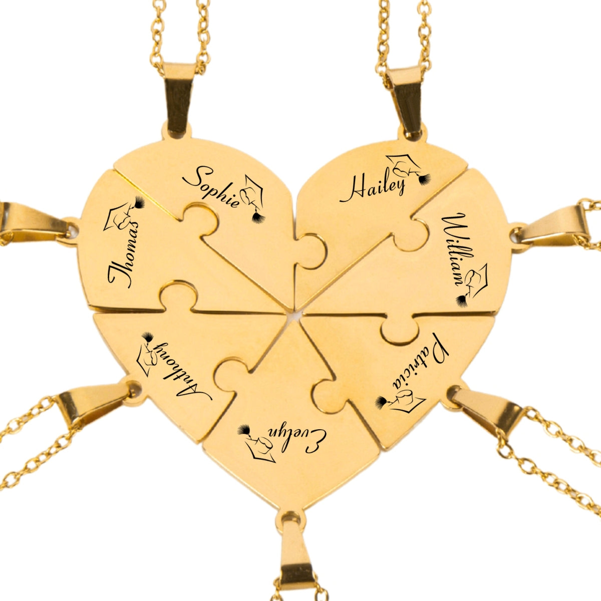Happy Graduation - Personalized Heart Puzzle Necklace