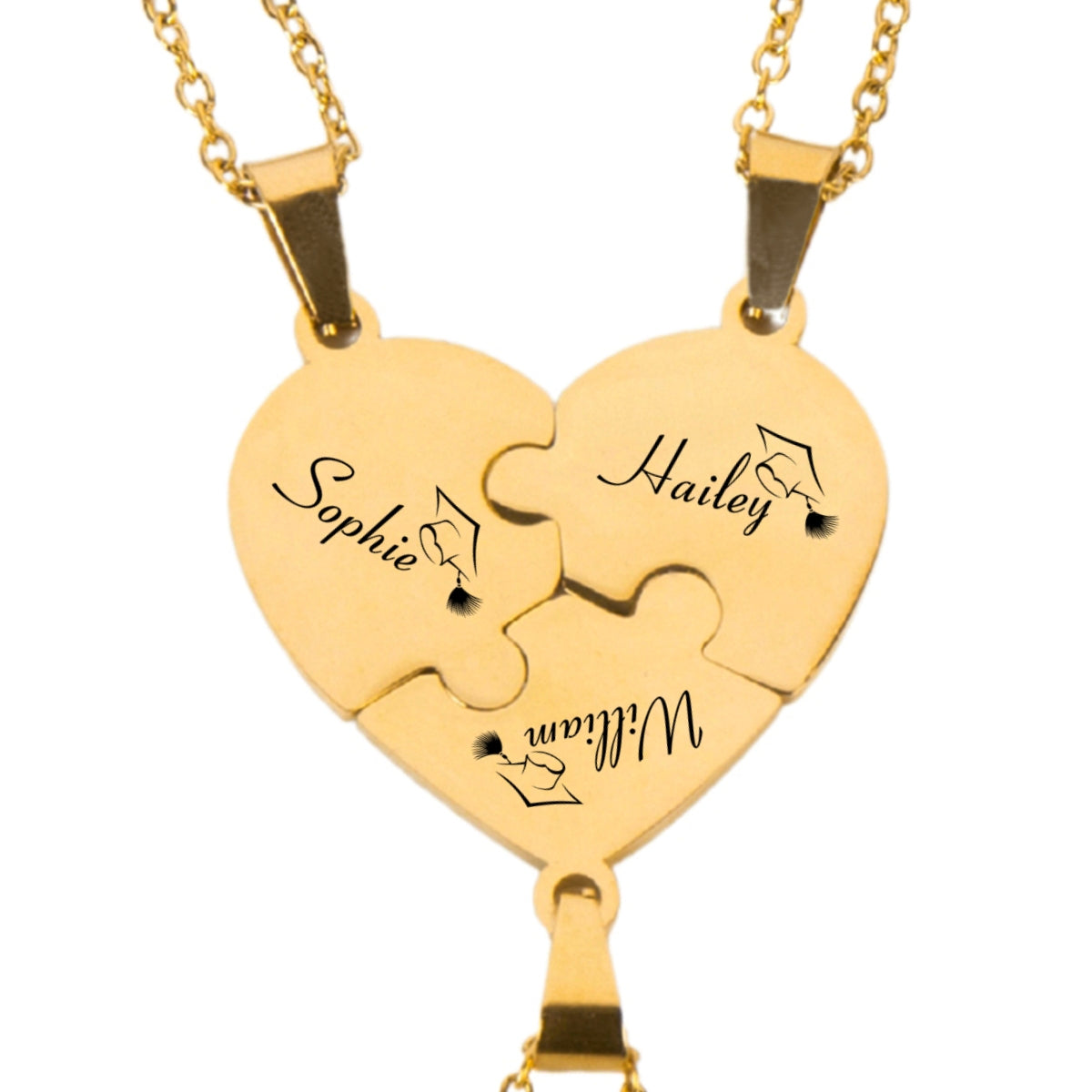Happy Graduation - Personalized Heart Puzzle Necklace