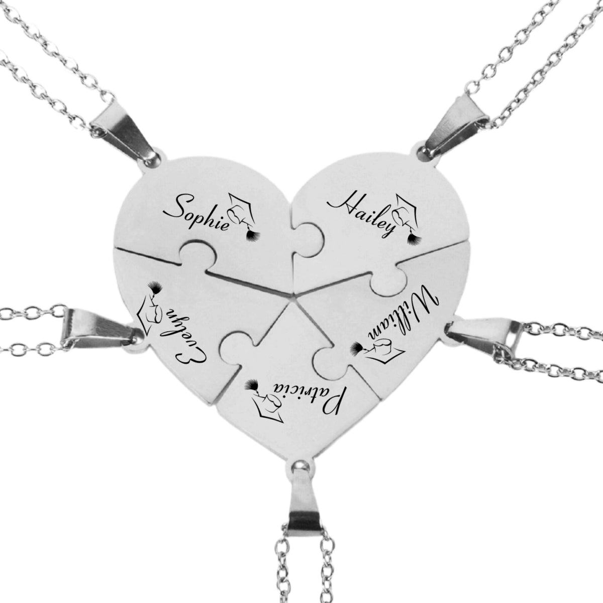 Happy Graduation - Personalized Heart Puzzle Necklace