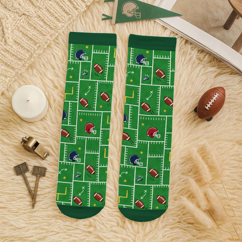 Custom Name Football Fan Footwear, Game Day Christmas Gift • Do Not Disturb - Personalized Crew Socks