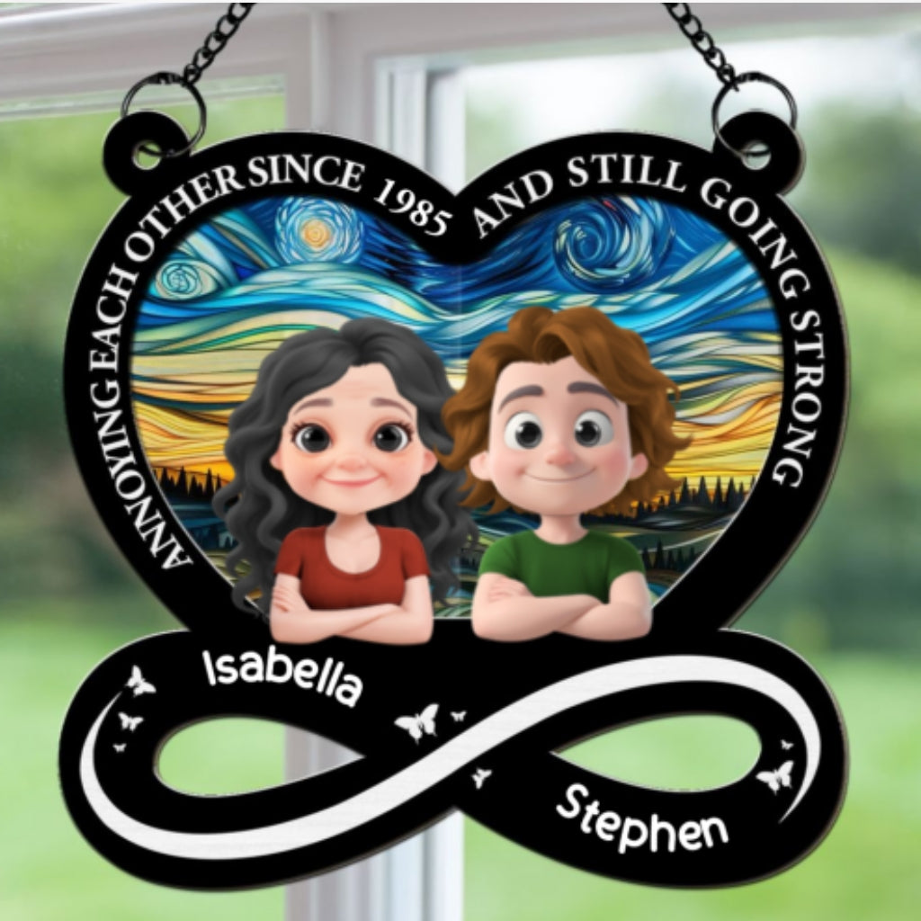 Custom Couple Hanging Decor, Anniversary Valentine's Day Gifts • My Love For You - Personalized Suncatcher