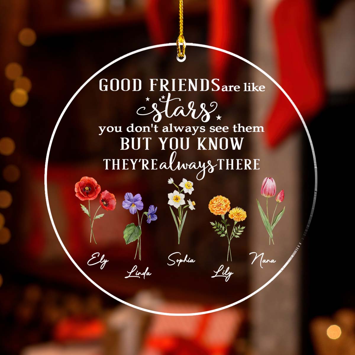 Custom Family Ornament, Christmas Gift for Family Members •  Friends Like Stars - Personalized Acrylic Ornament