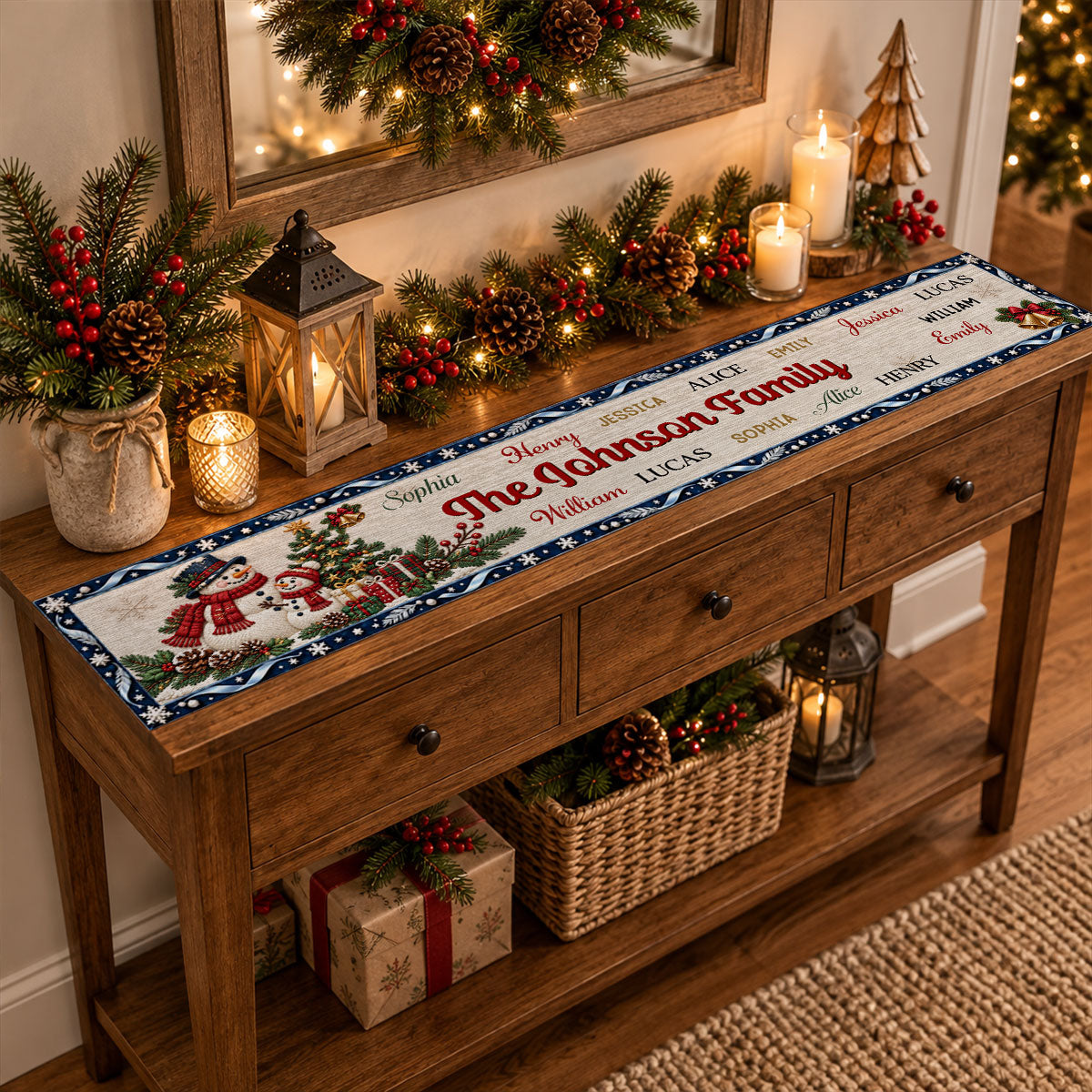 Custom Family Name Christmas Gifts, Holiday Decor Gift • The Christmas Crew - Personalized Table Runner