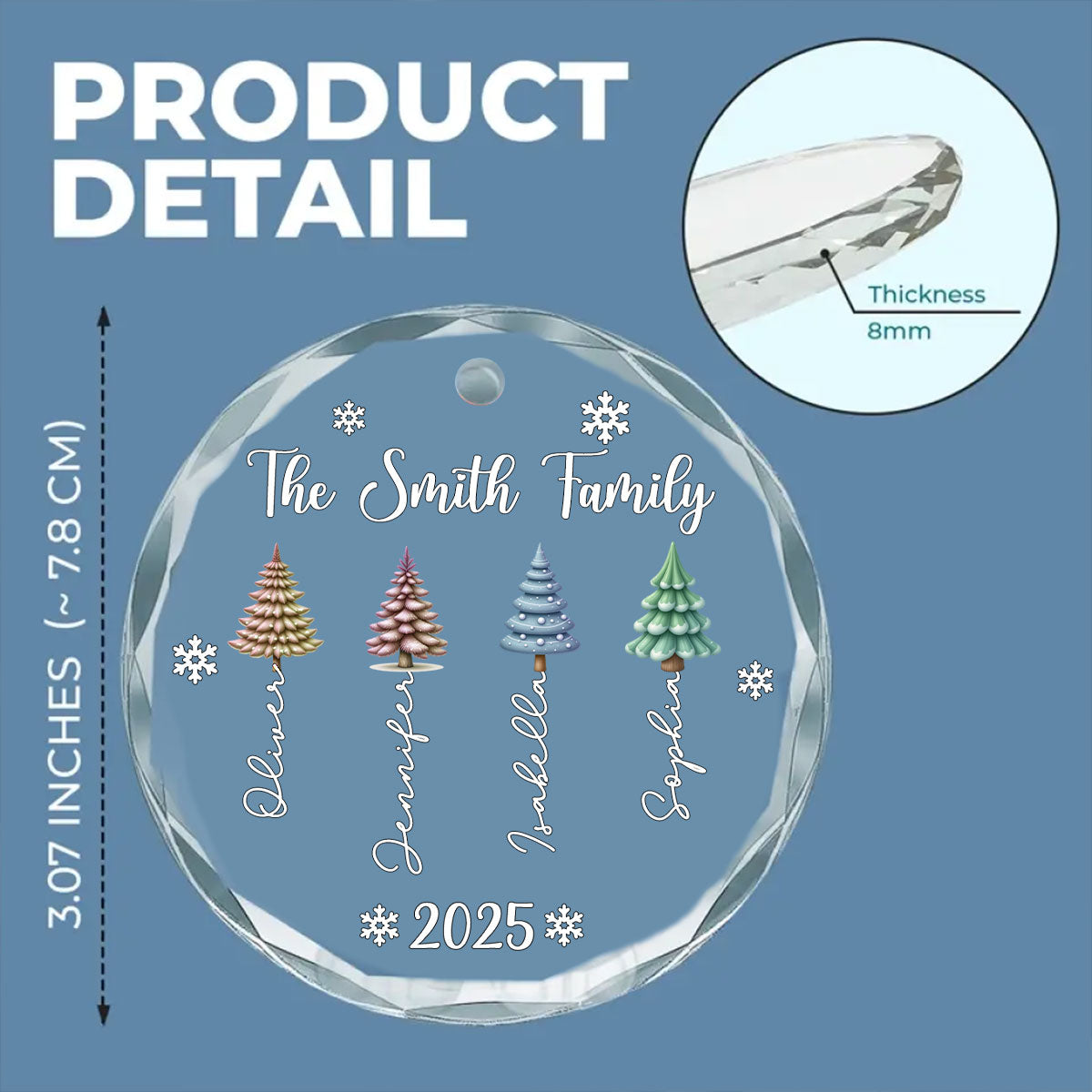 Custom Family Ornament, Christmas Gift for Family Members •  Together We Grow In Love - Personalized Glass Ornament