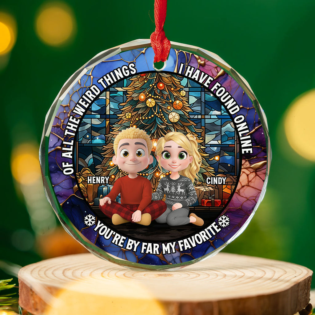 Custom Couple Christmas Ornament, Anniversary Gift •  I Have Found You Online - Personalized Glass Ornament