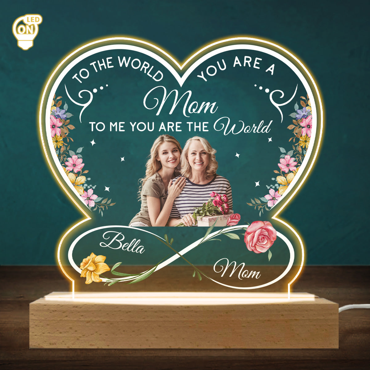 Custom Photo Mother's Day Gift for Mom Grandma • Awesome Mom - Personalized LED Light
