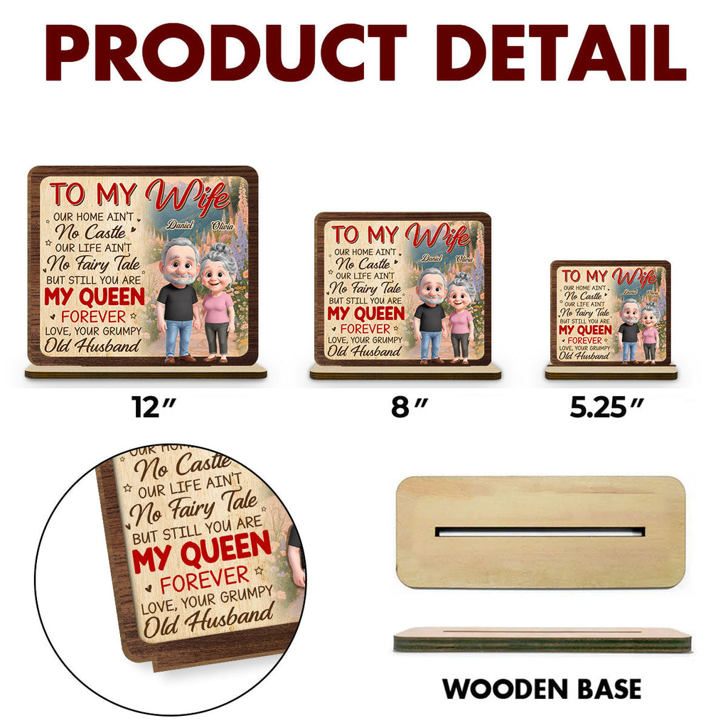 Custom Decor for Wife, Gift for Her • Still My Queen - Personalized 2-Layer Wood Plaque With Flat Base