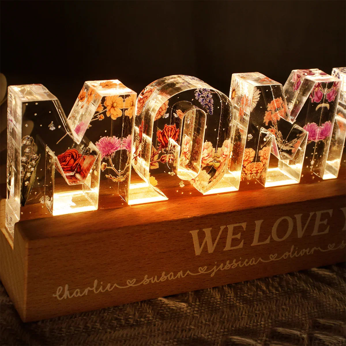 Custom Gift for Mom Grandma, Mother's Day Birthday • Mommy We Love You - Personalized Acrylic Letters 3D LED Night Light