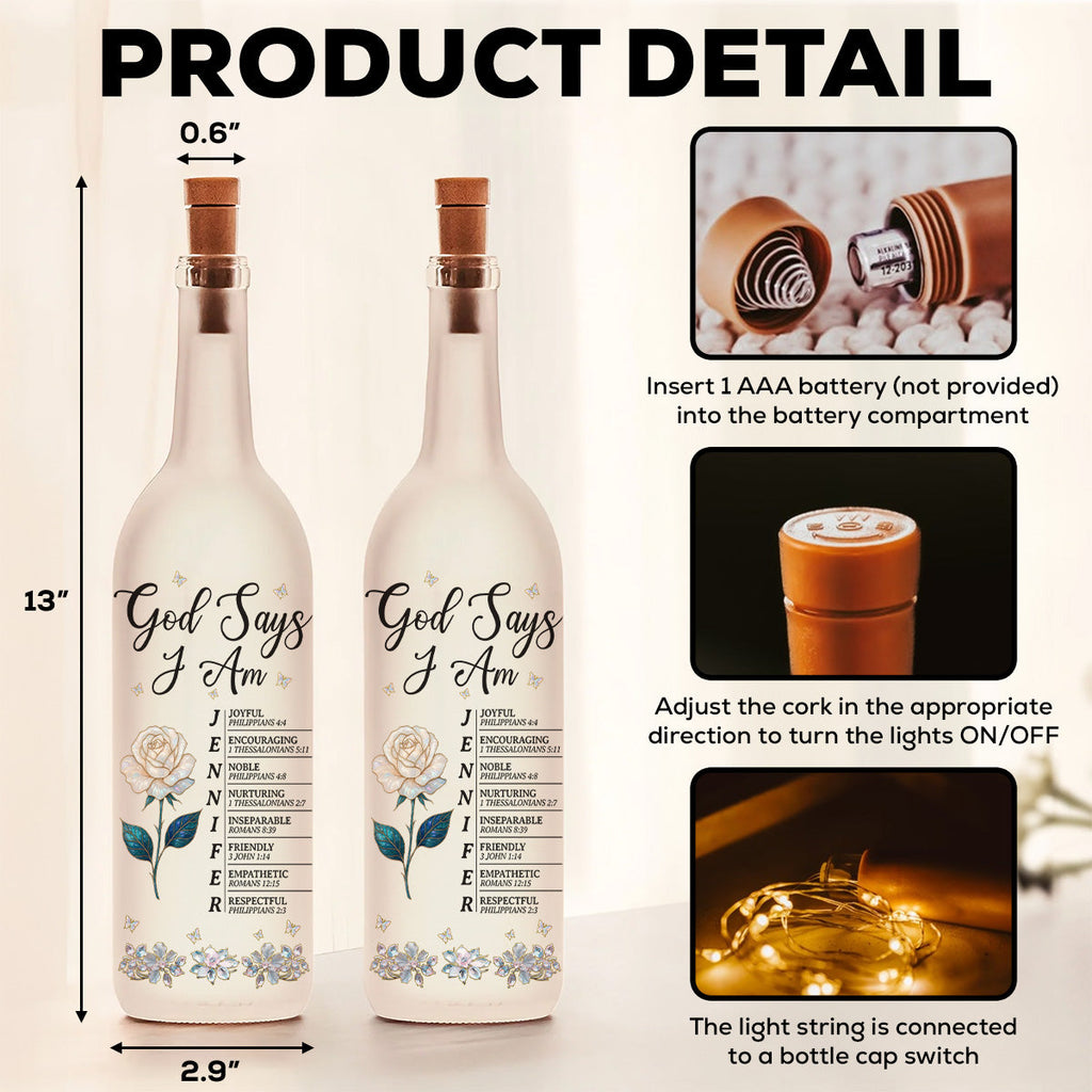 God Says I Am - Personalized Bottle Lamp
