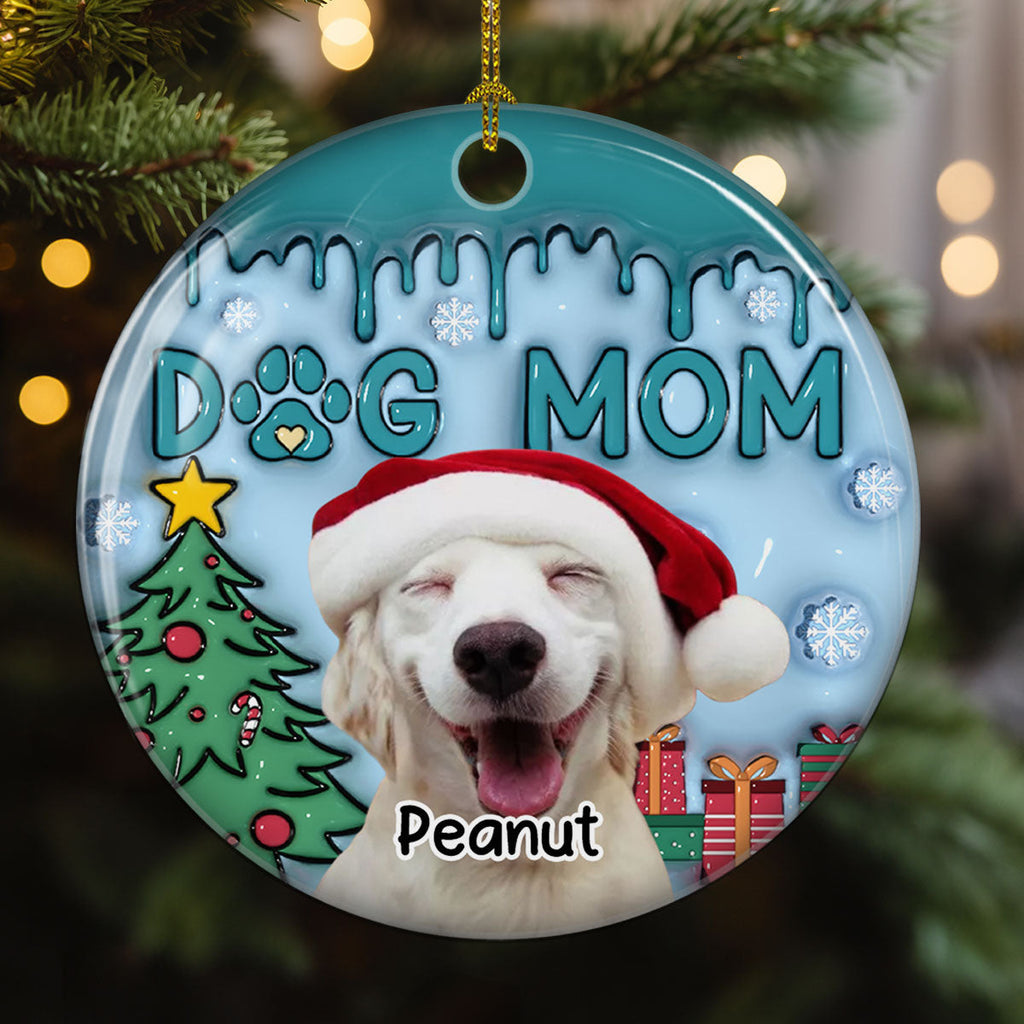 Custom Photo Keepsake Christmas Ornament • Me And Lovely Dog Photo - Personalized 3D Inflated Effect Ceramic Ornament
