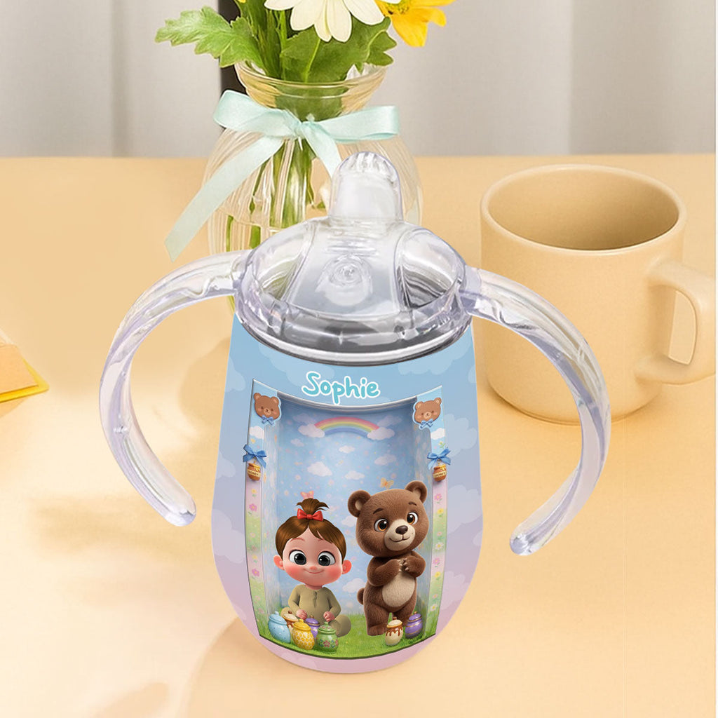 Baby And Bear - Personalized Sippy Cup With Handles