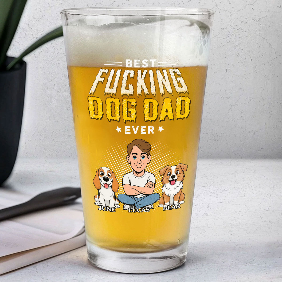 Dog Dad Champion - Personalized Beer Glass