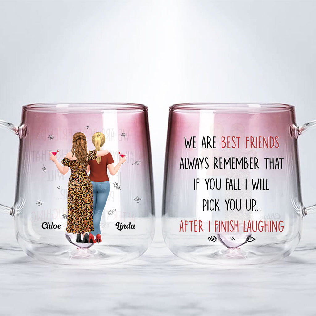 Custom Best Friend, Christmas & Birthday Friendship Keepsake Gift • I Will Pick You After - Personalized Pink Gradient Glass Mug