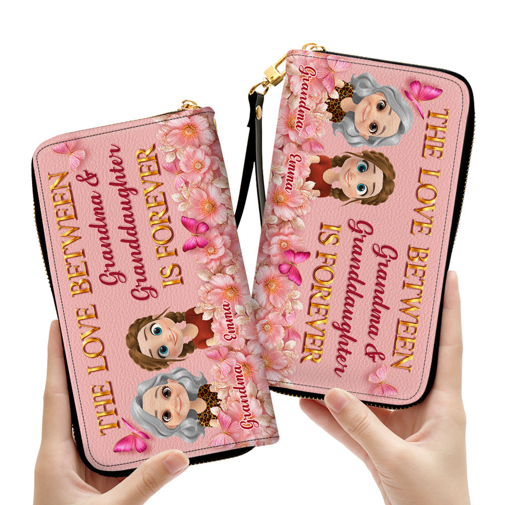 Grandma Butterfly And Flower - Personalized 3D Effect Leather Wallet
