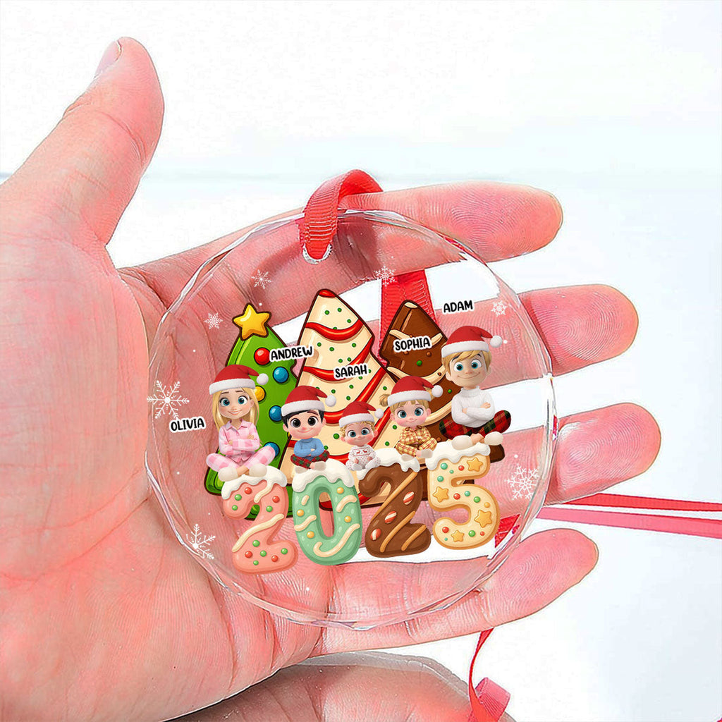 Custom Family Ornament, Christmas Gift for Family Members •  Family Cake - Personalized Glass Ornament