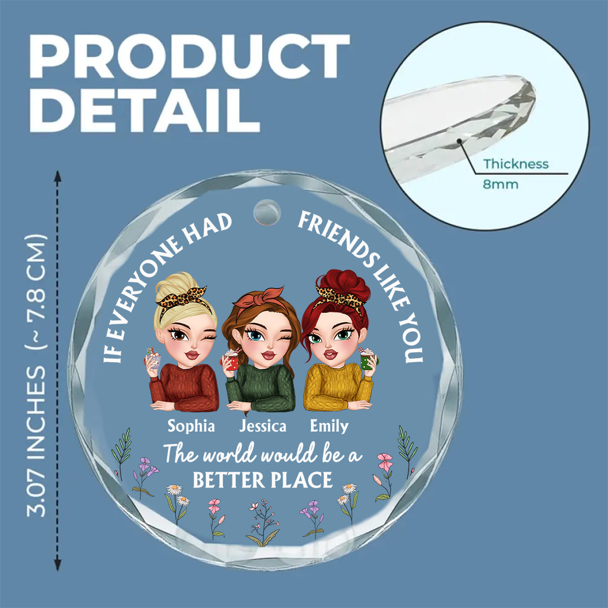 Custom Friendship Christmas Ornament, Best Friend Gift •  If Everyone Had A Friend Like You - Personalized Glass Ornament
