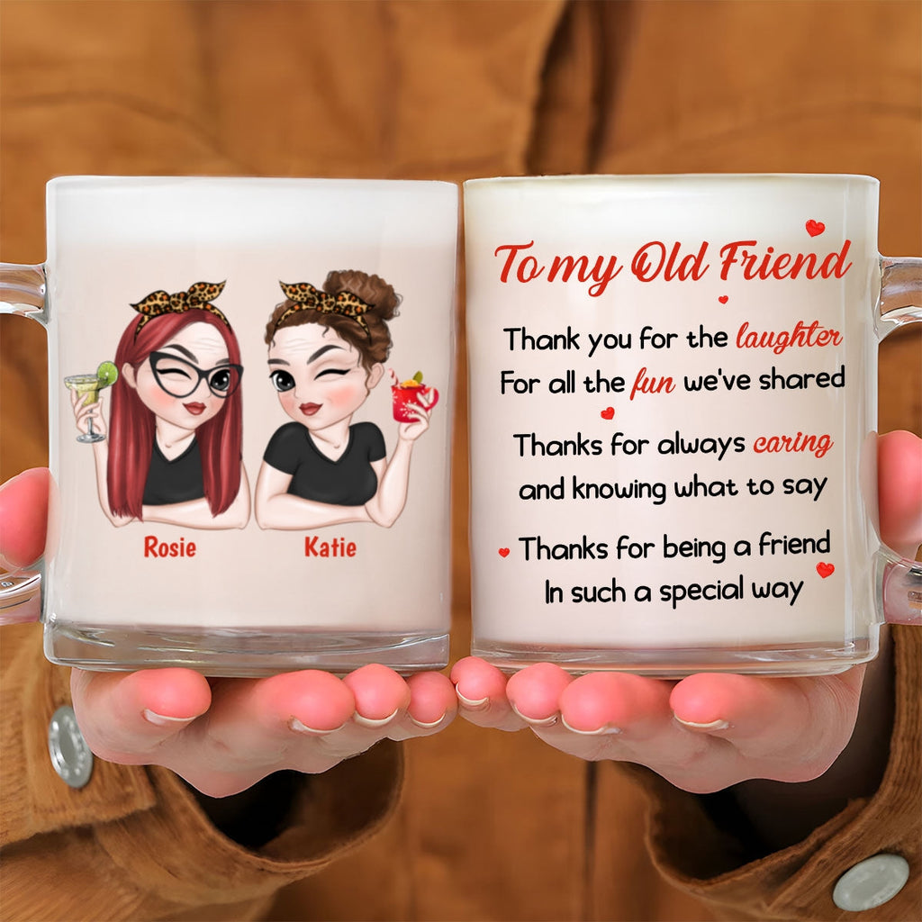 Custom Best Friend, Christmas & Birthday Friendship Keepsake Gift • To My Old Friend - Personalized Glass Mug