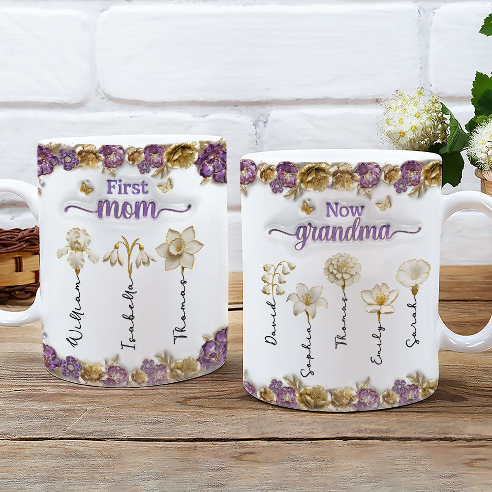 Custom Mother's Day Gift for Mom & Grandma • Mother Pearl Grandma Love - Personalized 3D Effect Mug