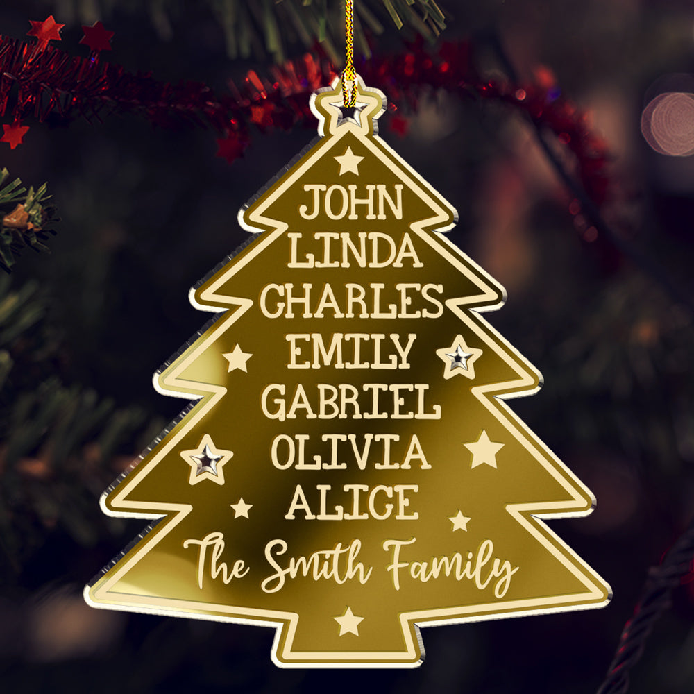 Custom Family Ornament, Christmas Gift for Family Members •  Christmas Tree Family Names - Personalized Mirrored Acrylic Ornament