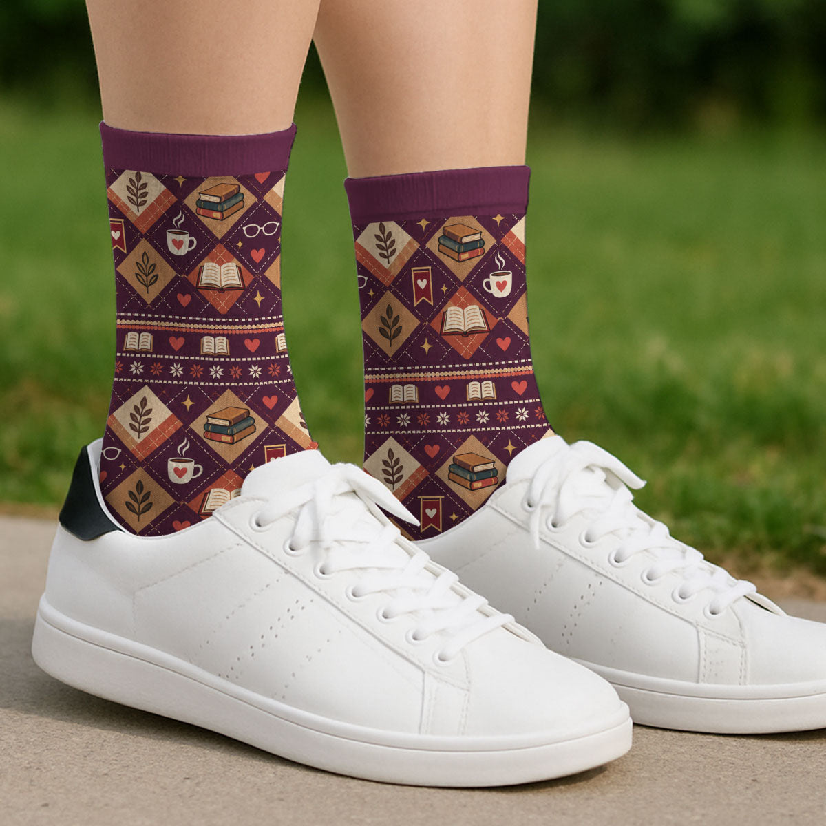 Custom Christmas Birthday Gift For Book Lovers, Bookworms, Readers • I Am Reading - Personalized Crew Socks