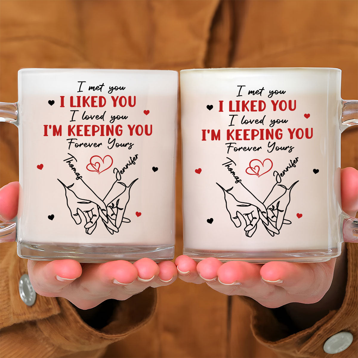 Custom Anniversary Keepsake Gifts For Couple • The Day I Met You - Personalized Glass Mug