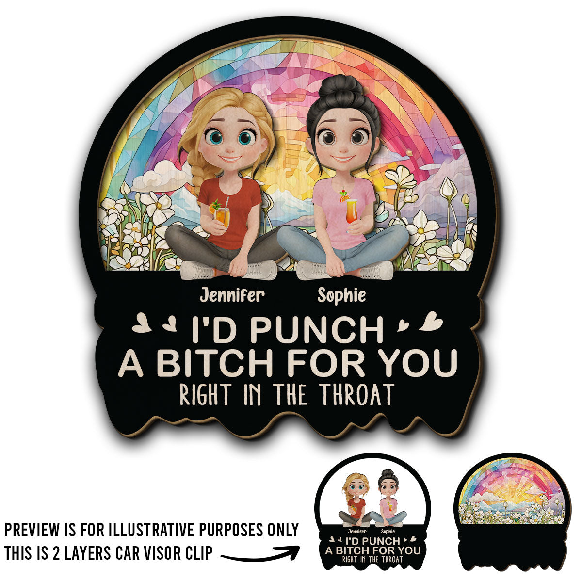 Right In The Throat For You Bestie Sister - Personalized Car Visor