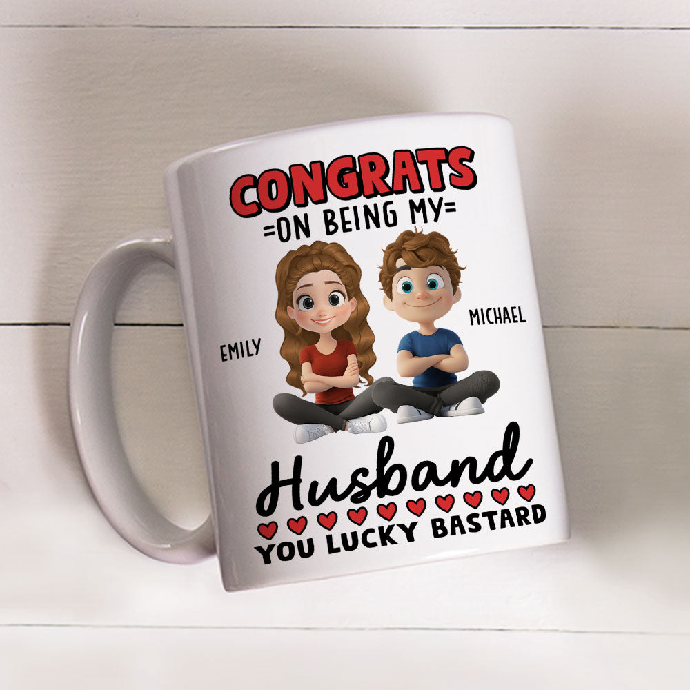 Custom Anniversary Keepsake Gifts For Couple • You Lucky Man - Personalized Coffee Mug