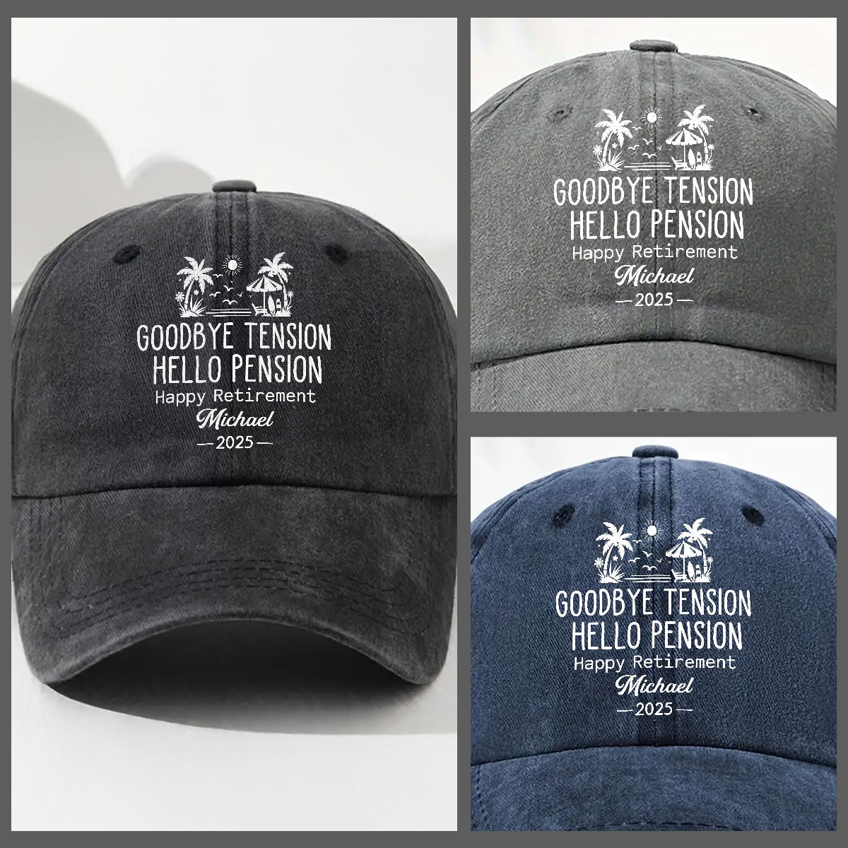 No Alarm Clocks Anymore - Personalized Vintage Washed Denim Cap