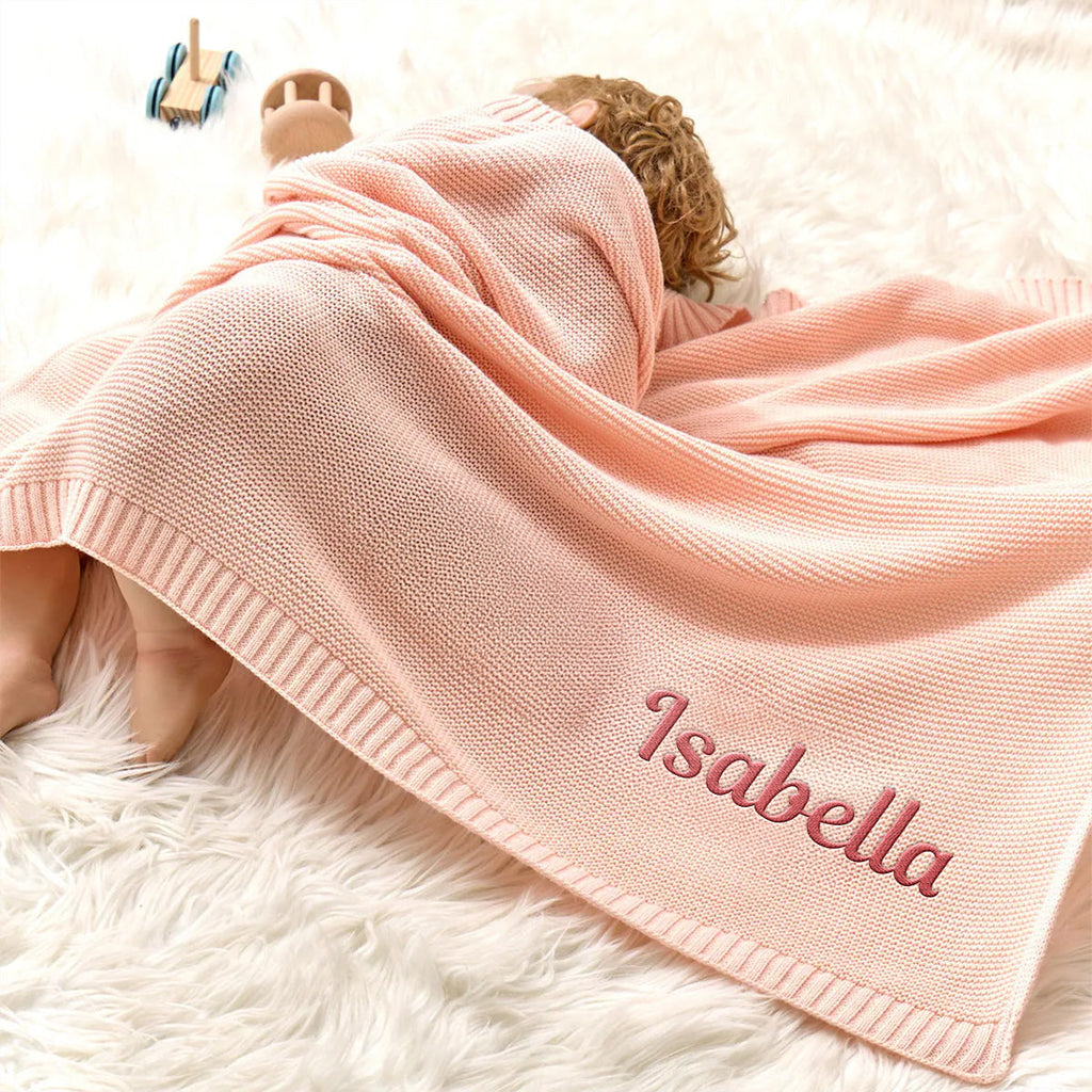 Baby Monogram - Personalized Embroidered Knitted Baby Blanket
