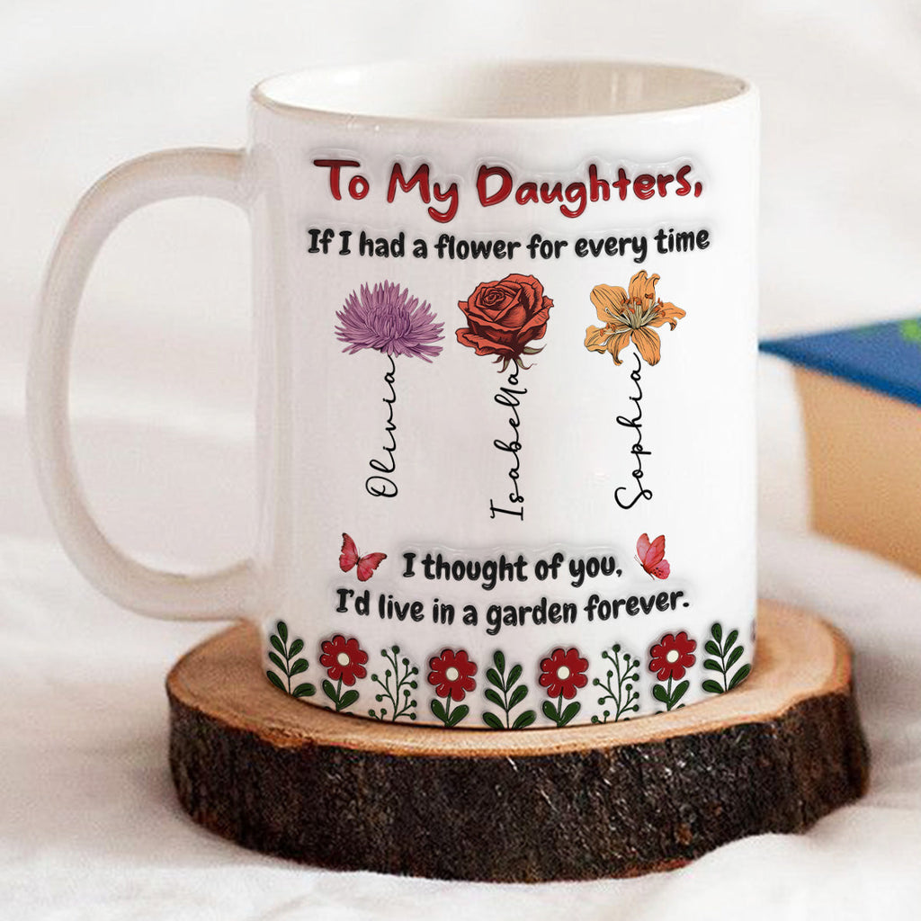 Custom Mother's Day Gift for Daughter • Life Is Sweeter With Daughters - Personalized 3D Inflated Effect Mug