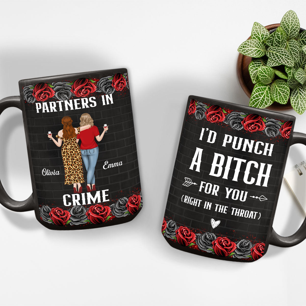 Custom Best Friend, Christmas & Birthday Friendship Keepsake Gift • Partner In Crime - Personalized Coffee Mug