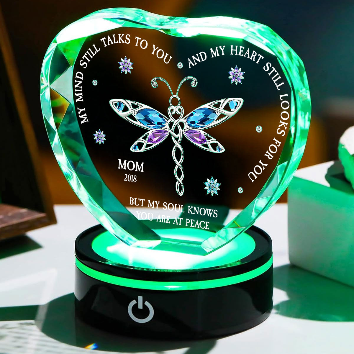 My Soul Knows You Are At Peace - Personalized Crystal Led Light