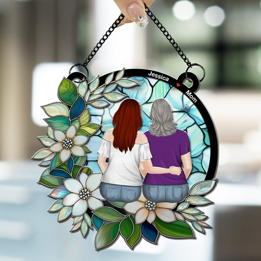 Custom Hanging Decor for Mom Daughter, Mother's Day Gifts • Mother And Daughter Always Connected - Personalized Suncatcher