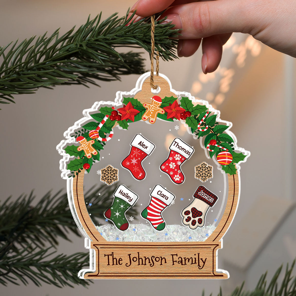 Custom Family Ornament, Christmas Gift for Family Members •  Funny Stocking - Personalized Acrylic Shaker Ornament
