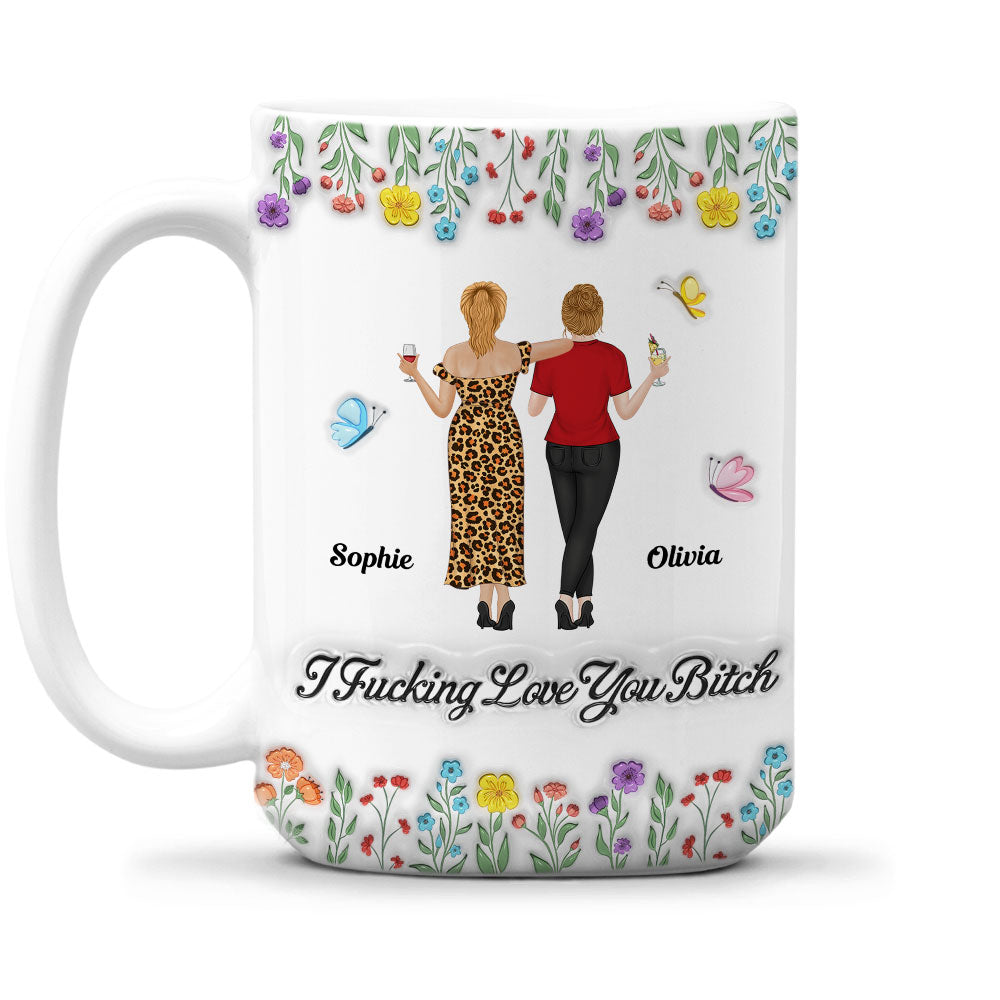 Custom Best Friend, Christmas & Birthday Friendship Keepsake Gift • I Love You My Friends - Personalized 3D Inflated Effect Mug