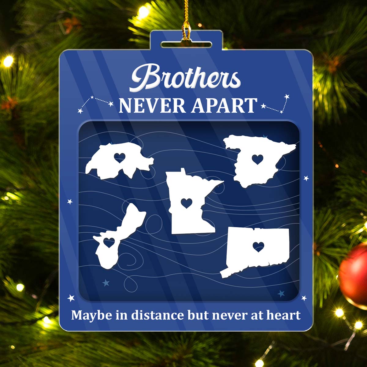 Custom Brothers & Sisters Christmas Ornament •  Sibling Love Knows No Borders - Personalized Acrylic Ornament