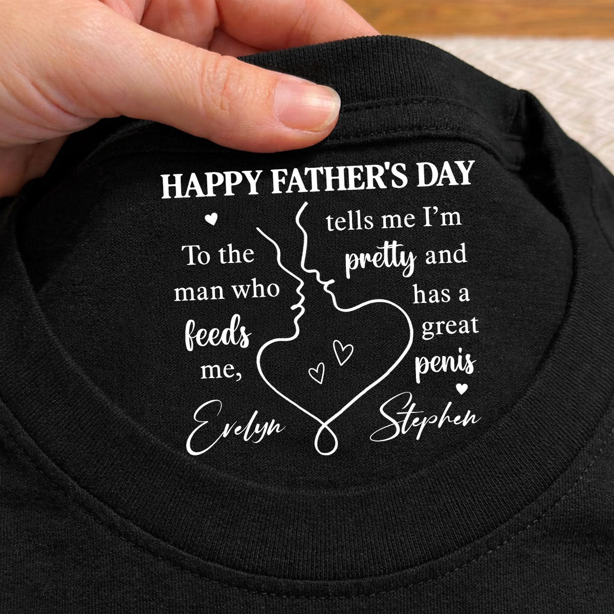 Custom Christmas Anniversary Keepsake Gifts For Husband • To The Man Telling Me I'm Pretty - Personalized Inside Neck Print T-Shirt