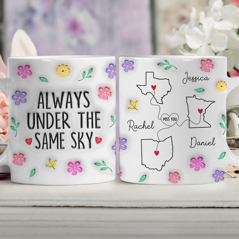 Custom Best Friend, Christmas & Birthday Friendship Keepsake Gift • Wish We Under The Same Sky - Personalized 3D Inflated Effect Mug